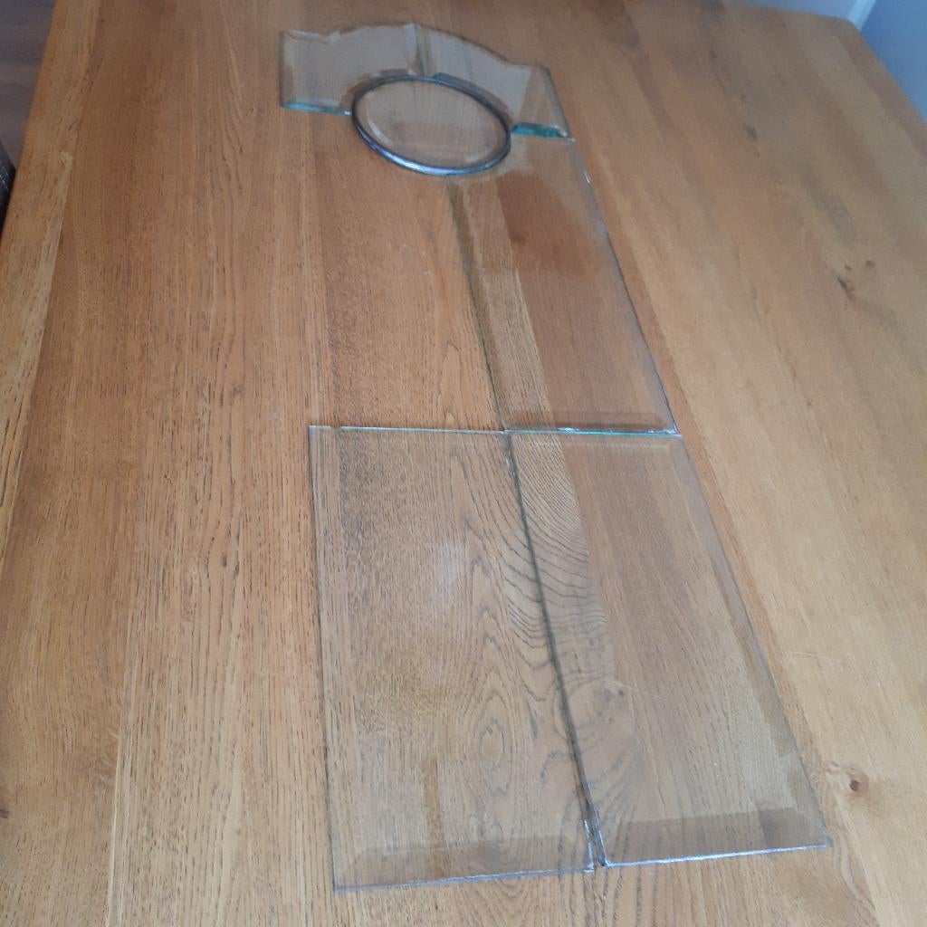 6 Antieke facet geslepen glasplaatjes 7-8mm dik, Ophalen of Verzenden