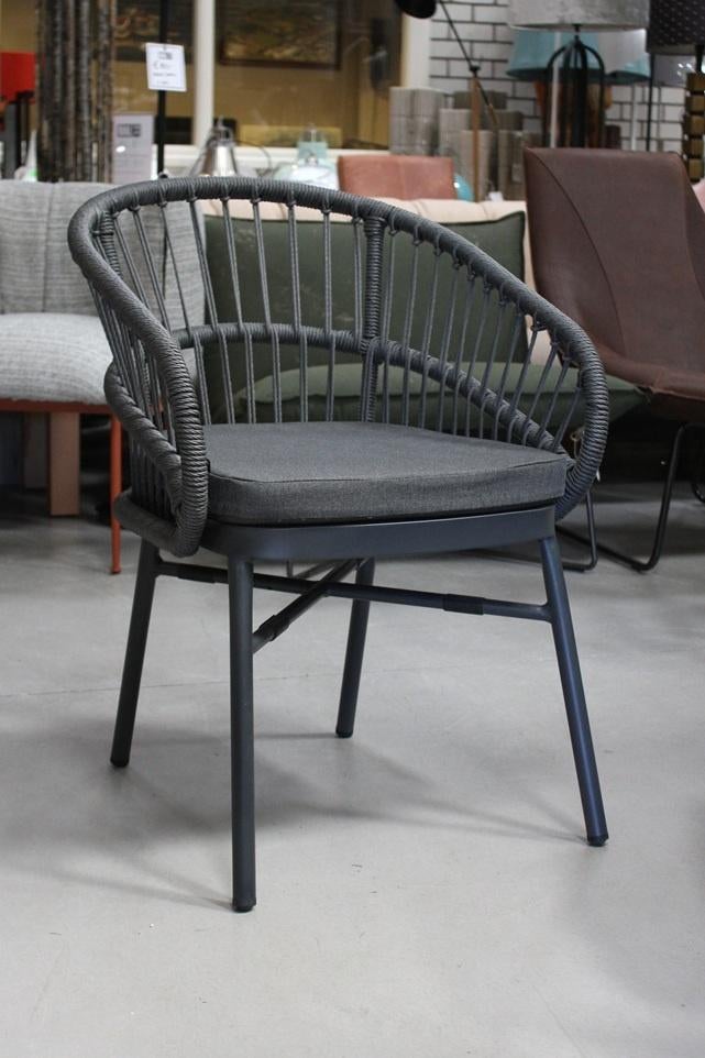 Partij mooie grijze tuinstoelen terrasstoel touw aluminium, Ophalen, Nieuw