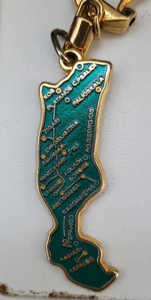 Sleutelhanger Kos Griekenland Kaart Goudkleurig Souvenir, Ophalen of Verzenden, Zo goed als nieuw, Stad of Land