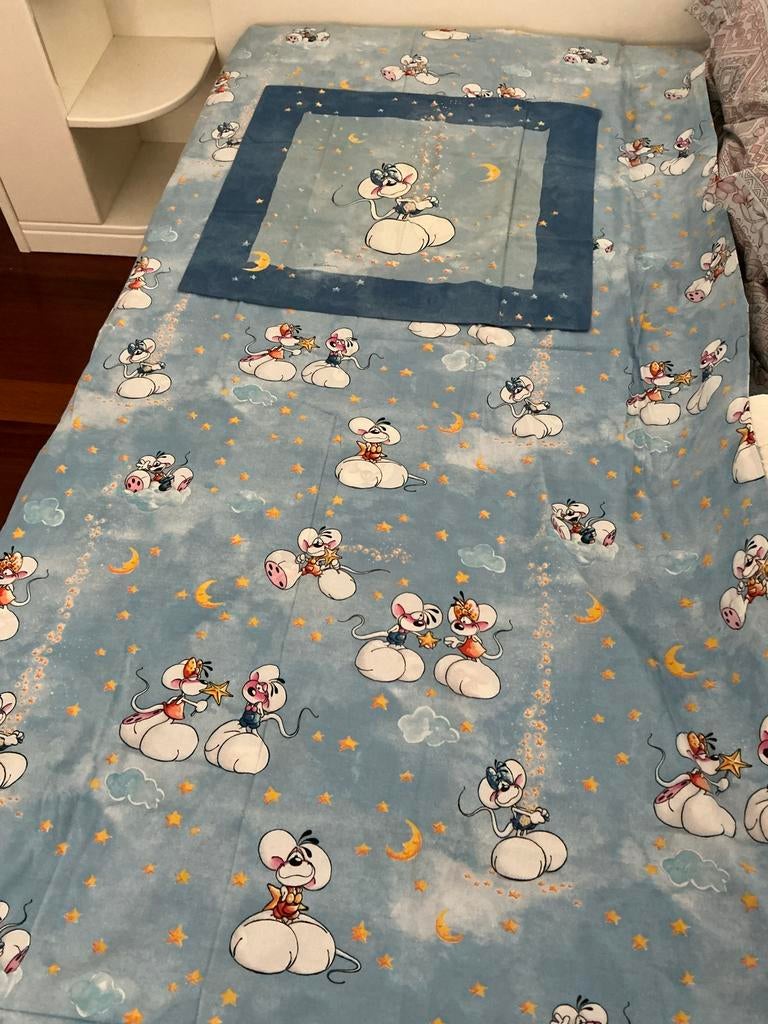 Diddl dekbedovertrek 1 persoons, blauw katoen, Ophalen of Verzenden, Diddl, Gebruikt, Kleding of Textiel