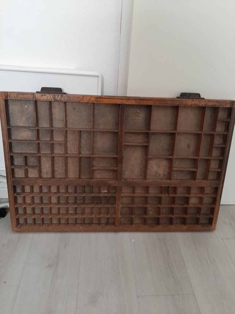 Grote oude drukkerij letterbak lade 53x83cm, Ophalen of Verzenden
