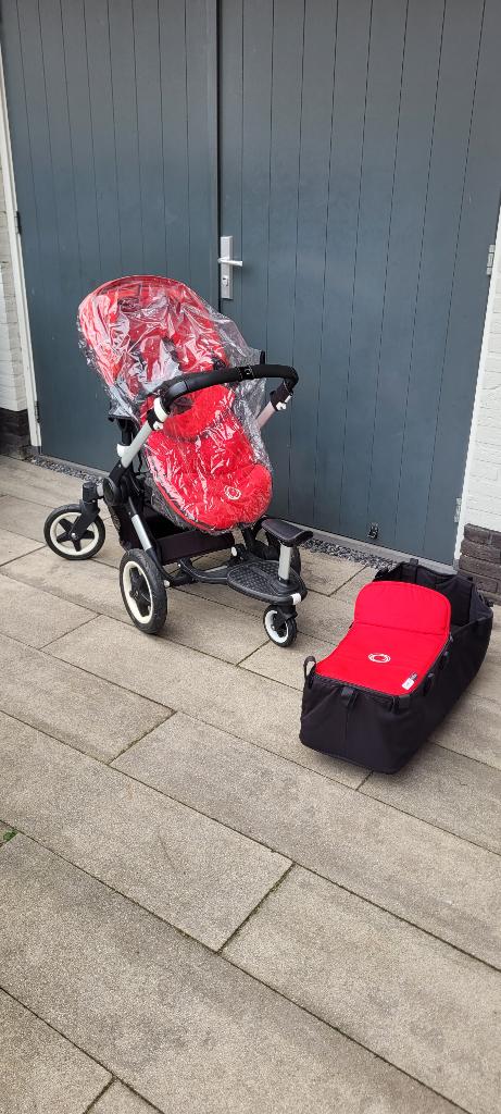 Bugaboo Buffalo kinderwagen rood incl. veel accessoires!, Ophalen, Gebruikt, Bugaboo, Combiwagen