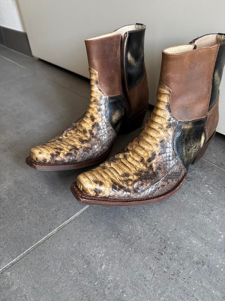 Bruine sendra laarzen slangenleer 40, Kleding | Heren, Schoenen, Ophalen, Zo goed als nieuw, Bruin, Boots