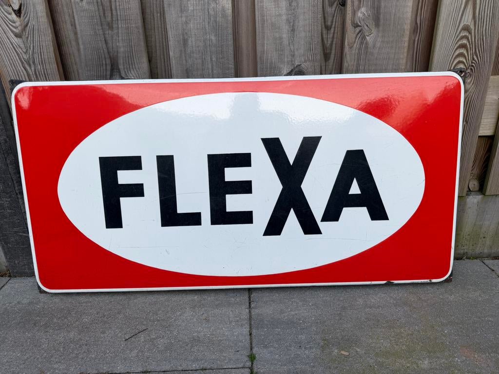 Flexa emaille reclamebord, Verzamelen, Reclamebord, Gebruikt, I, Ophalen of Verzenden