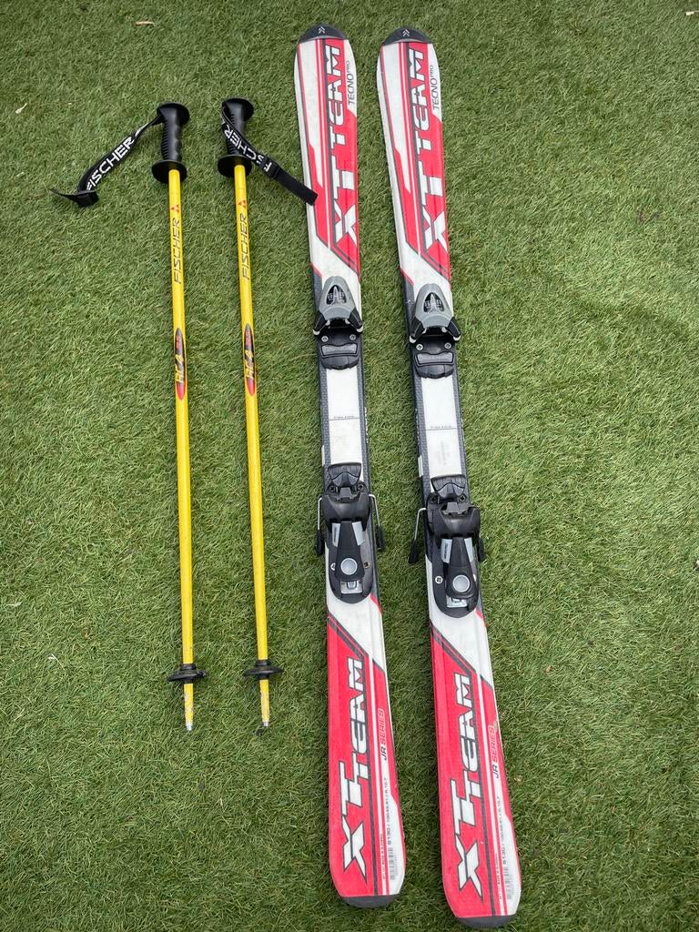 Ski's 130 cm met stokken 95 cm - Complete set, Sport en Fitness, Gebruikt, 100 tot 140 cm, Skiën, Ski's