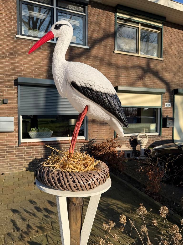 Te huur: Ooievaar met landingsplaats - Geboorte aankondiging, Ophalen, Gebruikt, Geboortebord