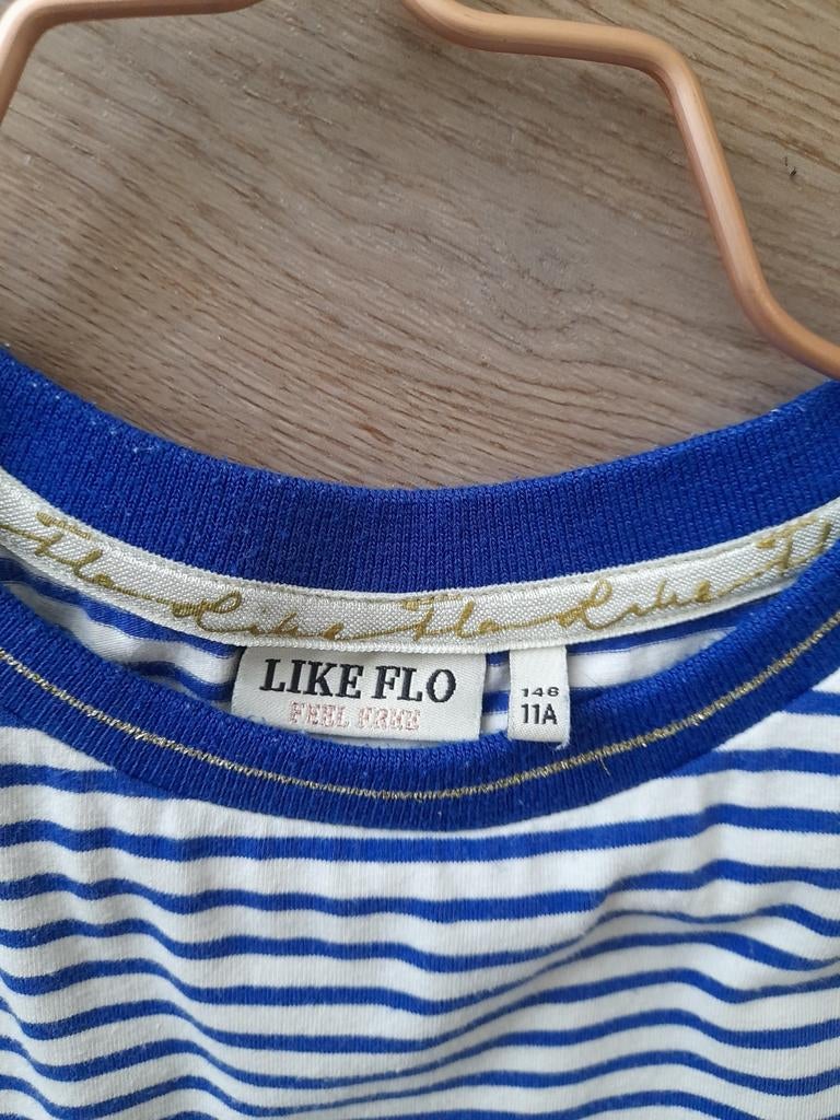 Zgan Like Flo Meisjes jurk wit royal blauw 146 Kindergeldtip, Meisje, Ophalen of Verzenden, Zo goed als nieuw, Jurk of Rok