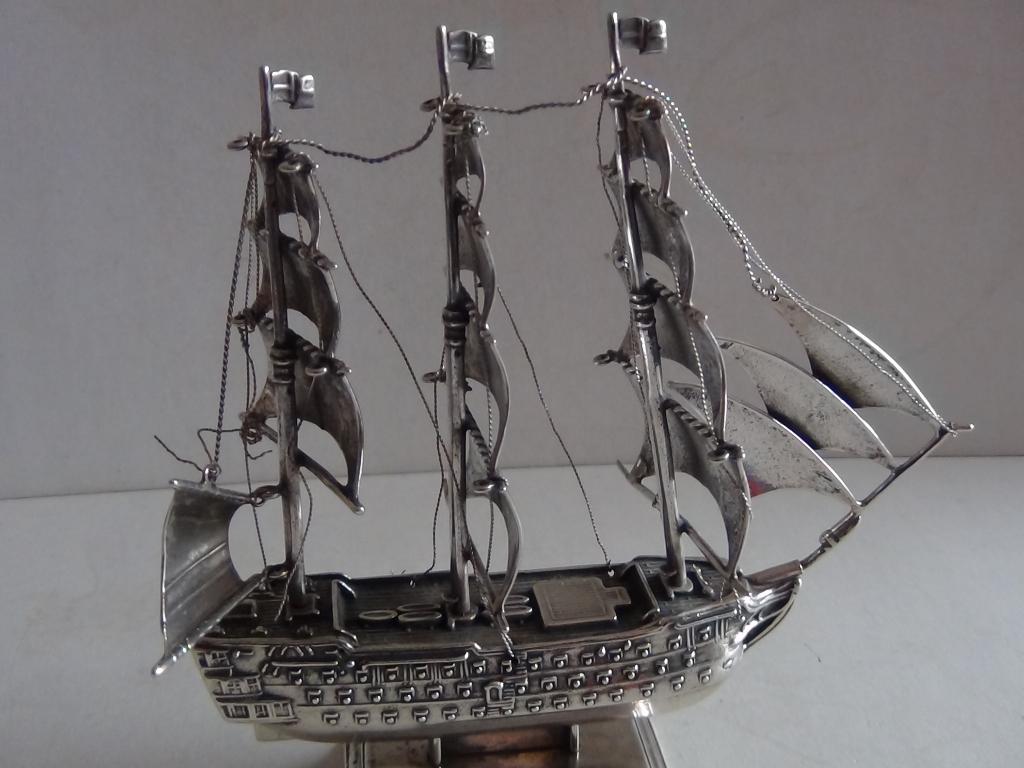 Miniatuur zilver FD11 groot zeilschip zilveren miniaturen, Verzenden, Zilver