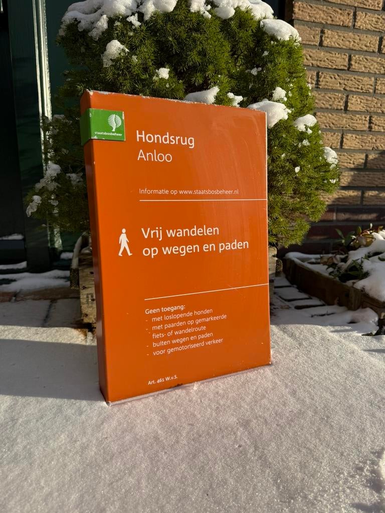 Staatsbosbeheer bord hondsrug anloo vrij wandelen weg en pad, Verzamelen, Ophalen of Verzenden, Zo goed als nieuw