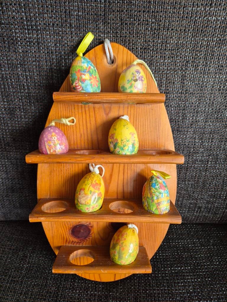 Vintage houten (paas) EIERREKJE. Paasversiering, Diversen, Pasen, Ophalen of Verzenden