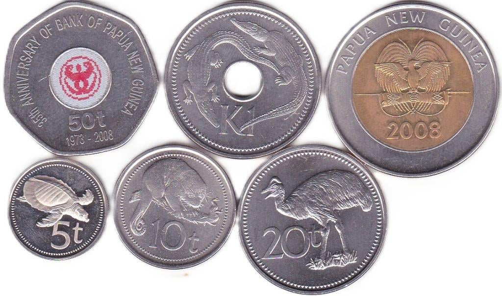 PAPUA  NEW  GUINEA    SETJE 6 STUKS, Ophalen of Verzenden, Overige landen