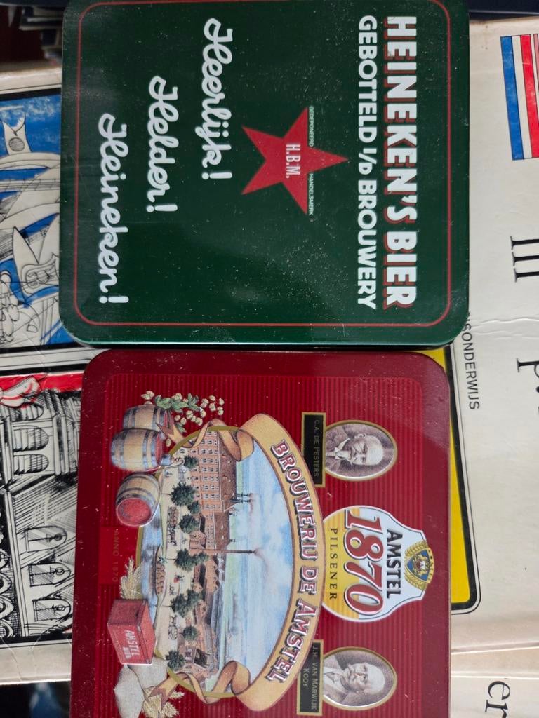 Vintage Bierviltjes Heineken en Amstel in Blik, Ophalen of Verzenden
