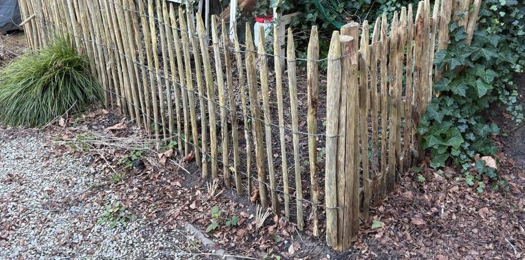 kastanjehouten poort en rol kippengaas, Ophalen, Met poort, Gebruikt, Tuinhek