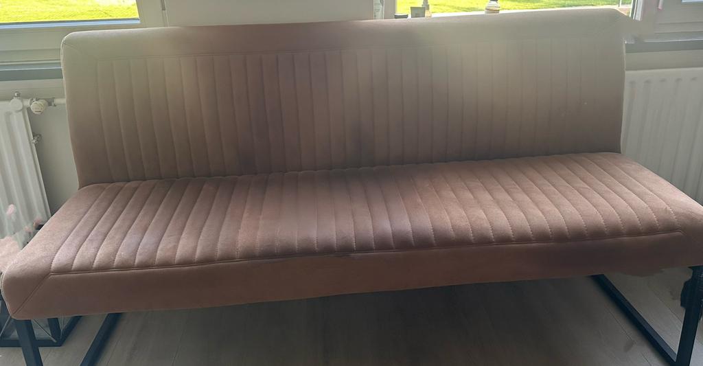 Eetkamerbank pronto parantino cognac, Huis en Inrichting, Stoelen, Ophalen, Gebruikt, Stof, Drie