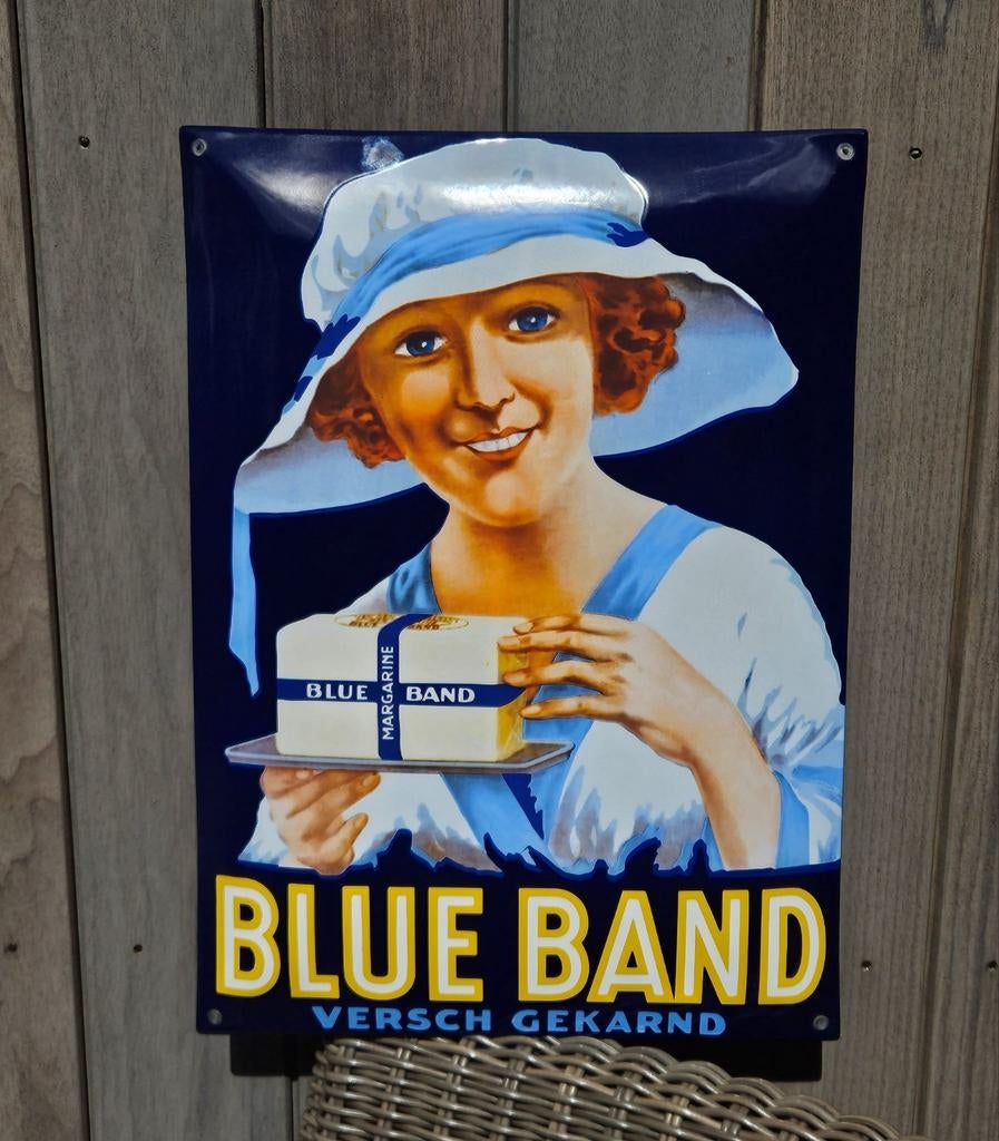Blue band emaille bord nieuw, Ophalen of Verzenden, Nieuw, Reclamebord