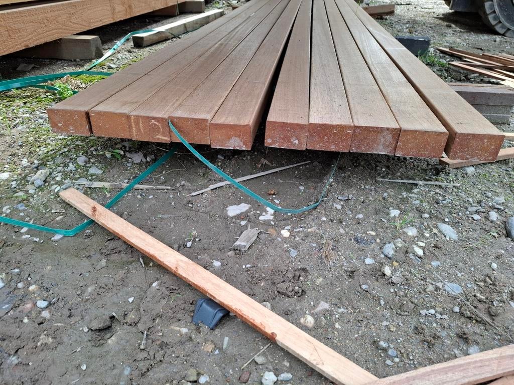 10 st hardhout onderleggers 45x68mmx485 cm bezorgen mogelijk, Ophalen, Planken, Nieuw, Hardhout