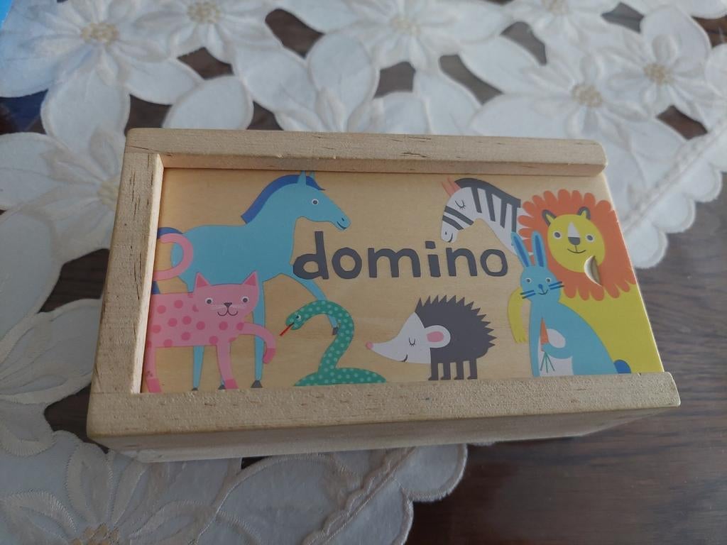 Houten Domino Stenen Met Dieren. Compleet., Ophalen of Verzenden, Zo goed als nieuw, Overige typen