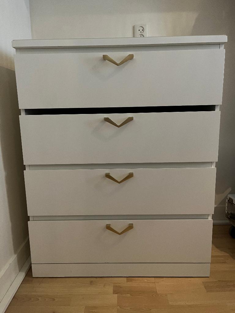 Ikea ladekast met gouden greepjes, Ophalen, Gebruikt, 100 tot 150 cm, 50 tot 100 cm