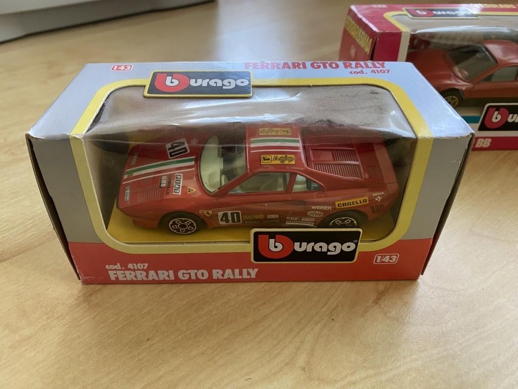 Bburago Ferrari GTO Rally en 512BB 1:43, Hobby en Vrije tijd, Modelauto's | 1:43, Ophalen of Verzenden, Zo goed als nieuw, Auto