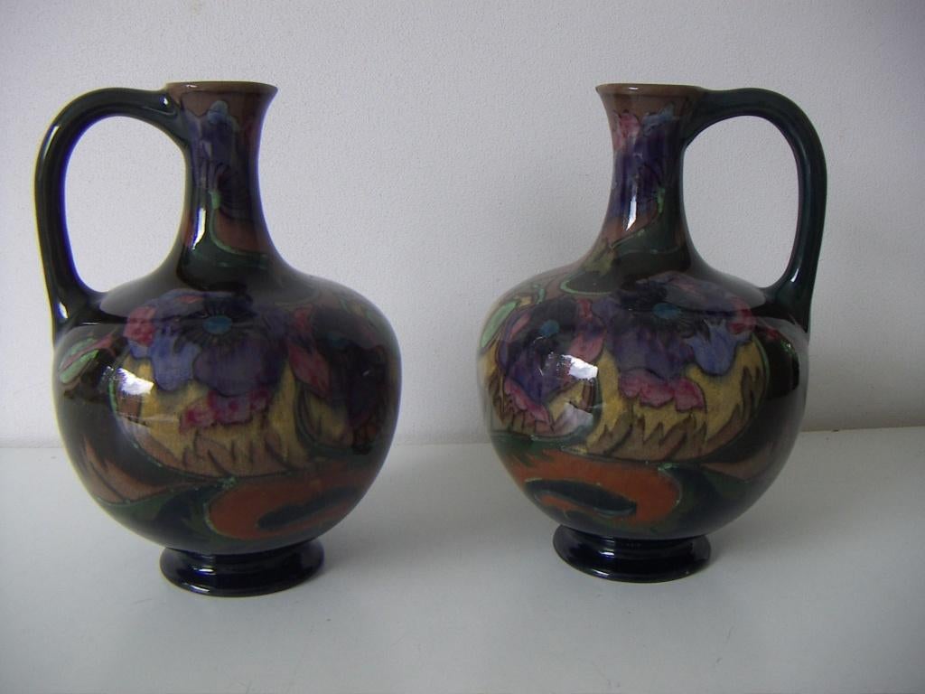 2x Zuid Holland Gouda plateel keramiek kannen jr.ca.1905., Ophalen of Verzenden