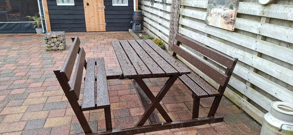 Mooie picknicktafel, Tuin en Terras, Picknicktafels, Zo goed als nieuw, Rechthoekig, Hout, Ophalen