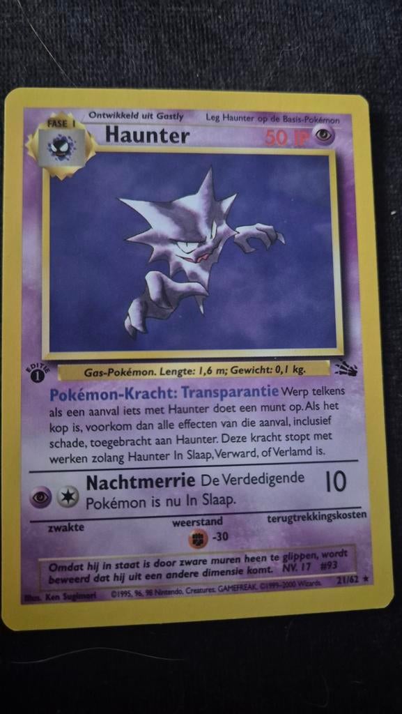 Pokémon Kaart Haunter 1st Edition Base Set Nette Staat, Ophalen of Verzenden, Zo goed als nieuw, Losse kaart