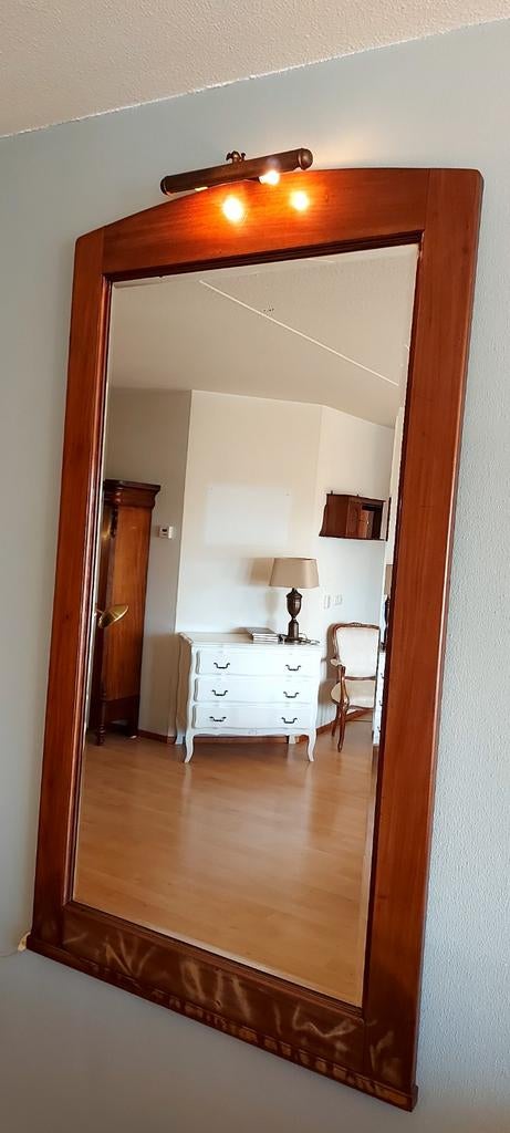 Grote spiegel met lamp, 165x90 cm, Huis en Inrichting, Woonaccessoires | Spiegels, Ophalen, Gebruikt, 75 tot 100 cm, 150 tot 200 cm
