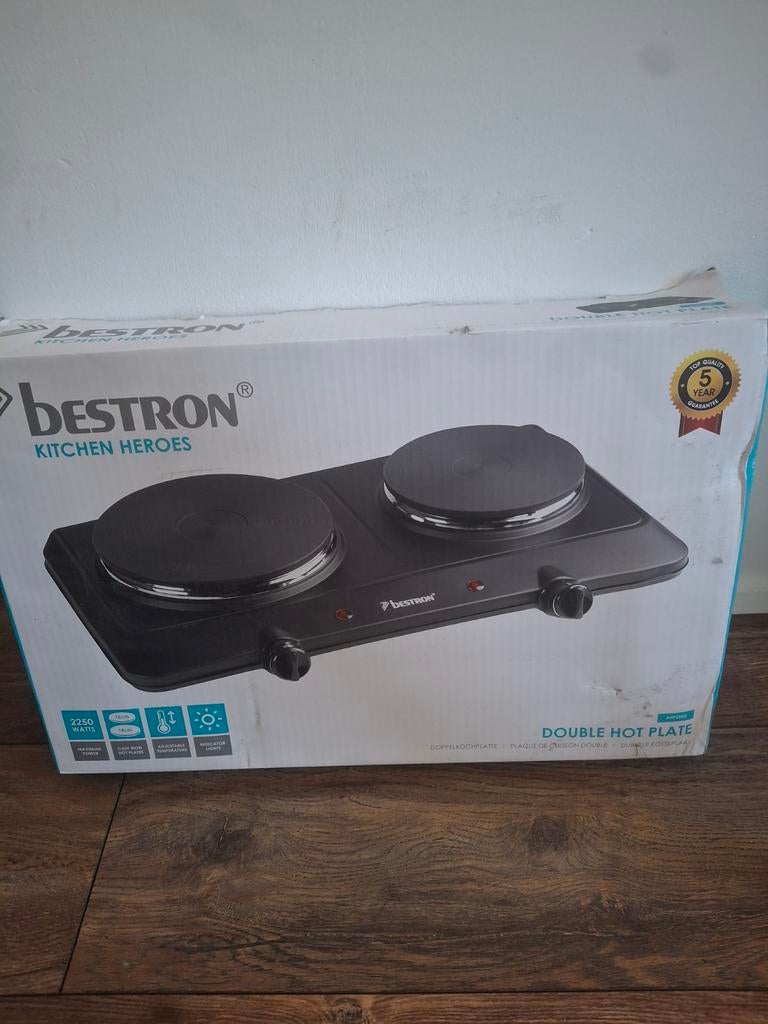 Bestron Dubbele Kookplaat - Draagbaar en Efficiënt, Witgoed en Apparatuur, Fornuizen, Ophalen, Nieuw, 3 kookzones of minder, Vrijstaand