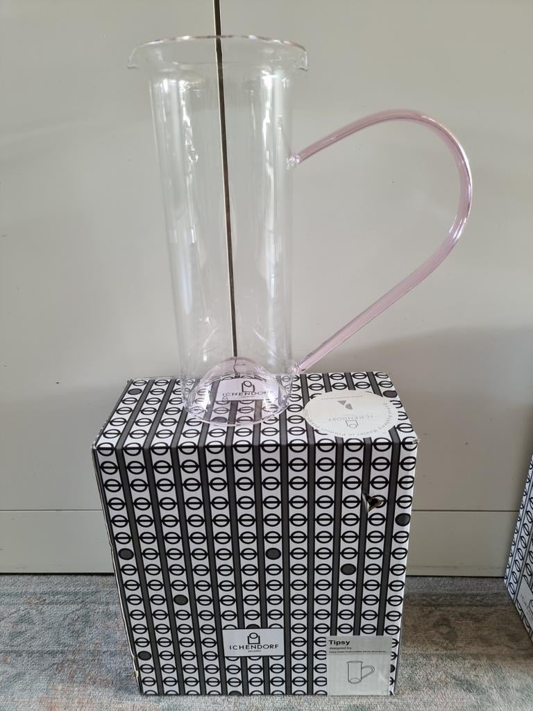 Design glazen karaf - Ichendorf Milano - Roze/Pink, Glas of Glazen, Nieuw, Ophalen of Verzenden, Glas