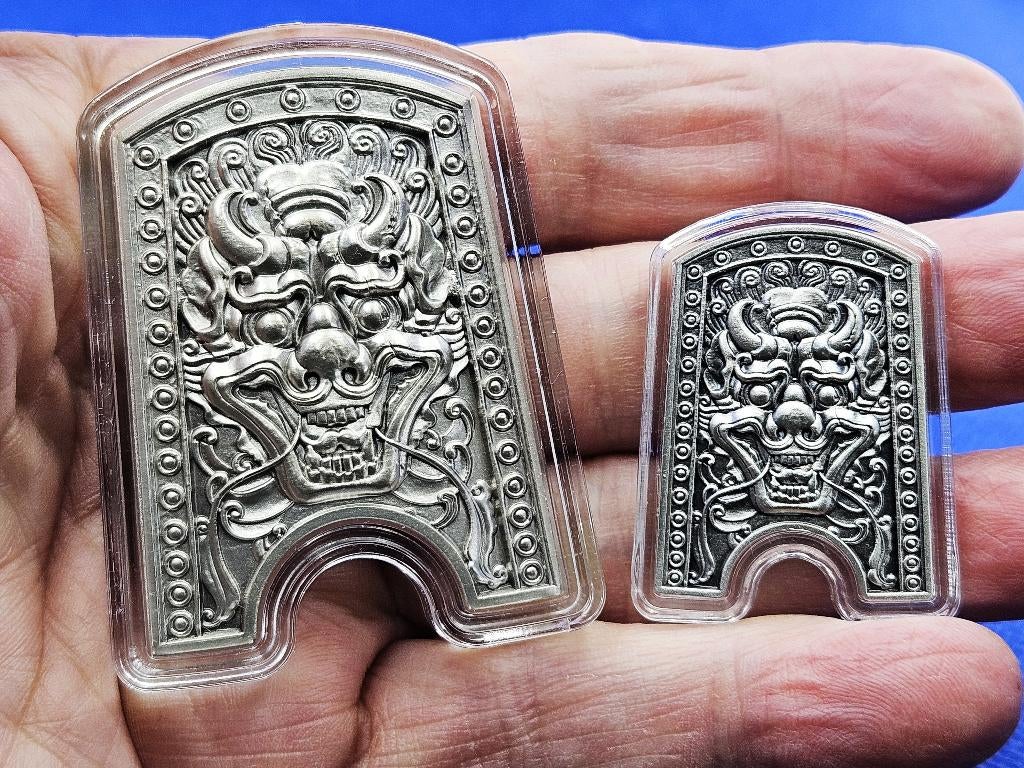 (A400) KOMSCO: DOGGAEBI  TWO OUNCE en HALF OUNCE SILVER, Ophalen of Verzenden, Zilver