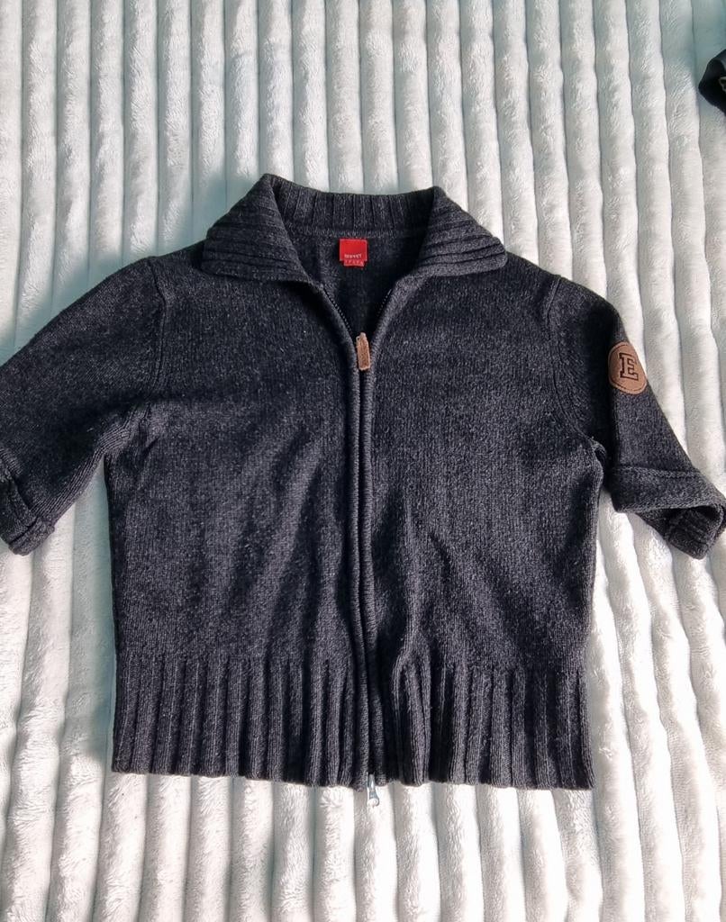 Esprit grijs gebreid vest met rits, Maat 38/40 (M), Ophalen of Verzenden, Zo goed als nieuw, Grijs