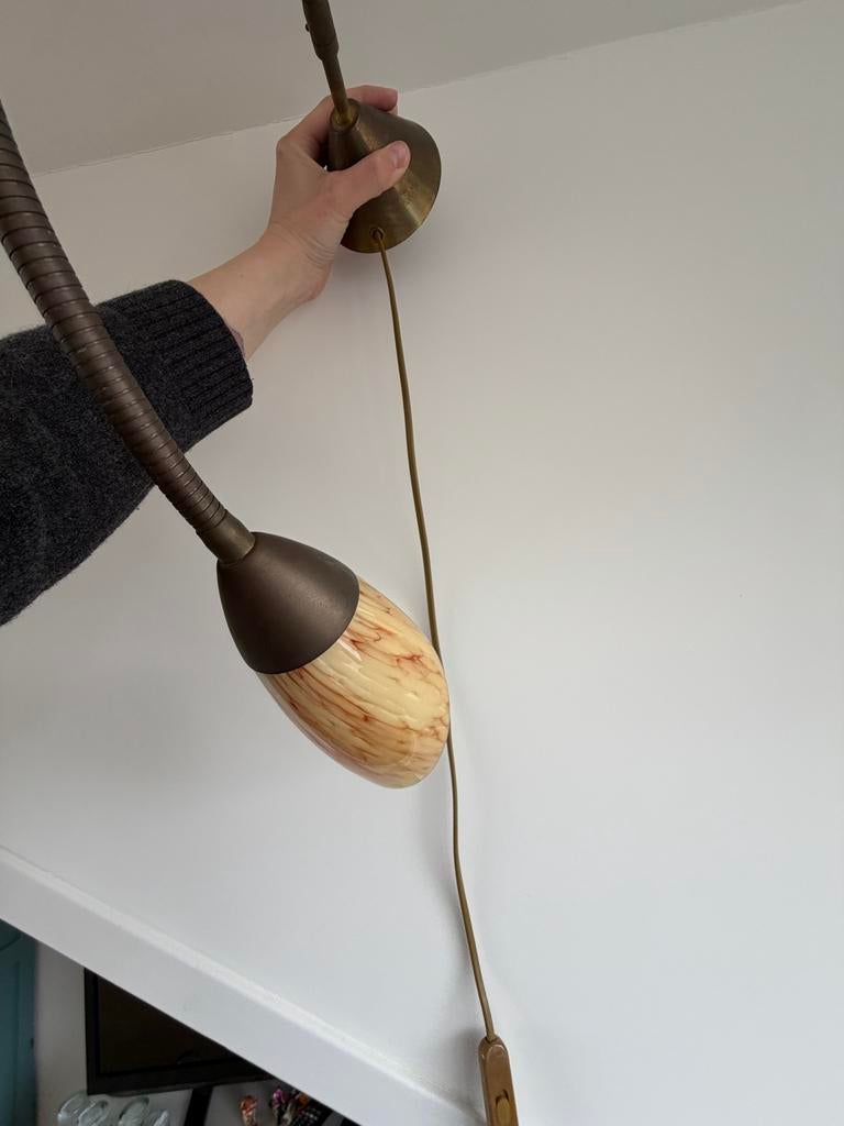 Vintage art deco wandlampen, Ophalen, Gebruikt, Metaal, Art deco