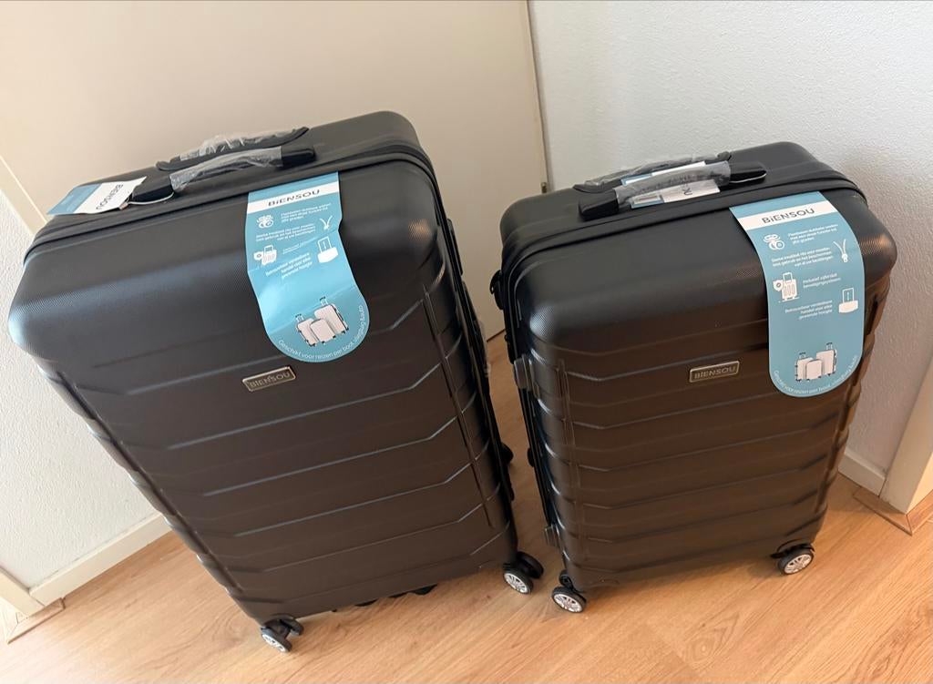 Nieuwe BienSou Koffersets - 2 stuks, Zwart, Hard kunststof, 45 tot 55 cm, Nieuw, Ophalen of Verzenden