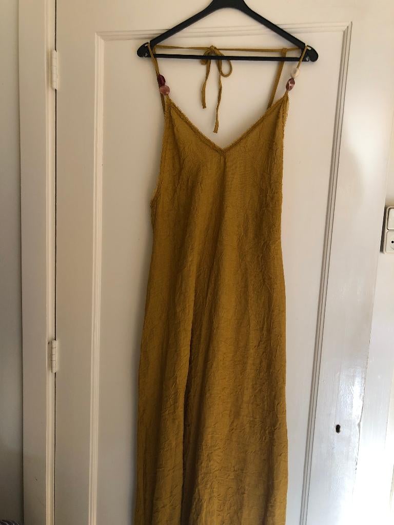 leuke zomerse boho jurk kralen linnenmix Zara mt S/XS ZGAN, Verzenden, Zara, Zo goed als nieuw, Maat 34 (XS) of kleiner