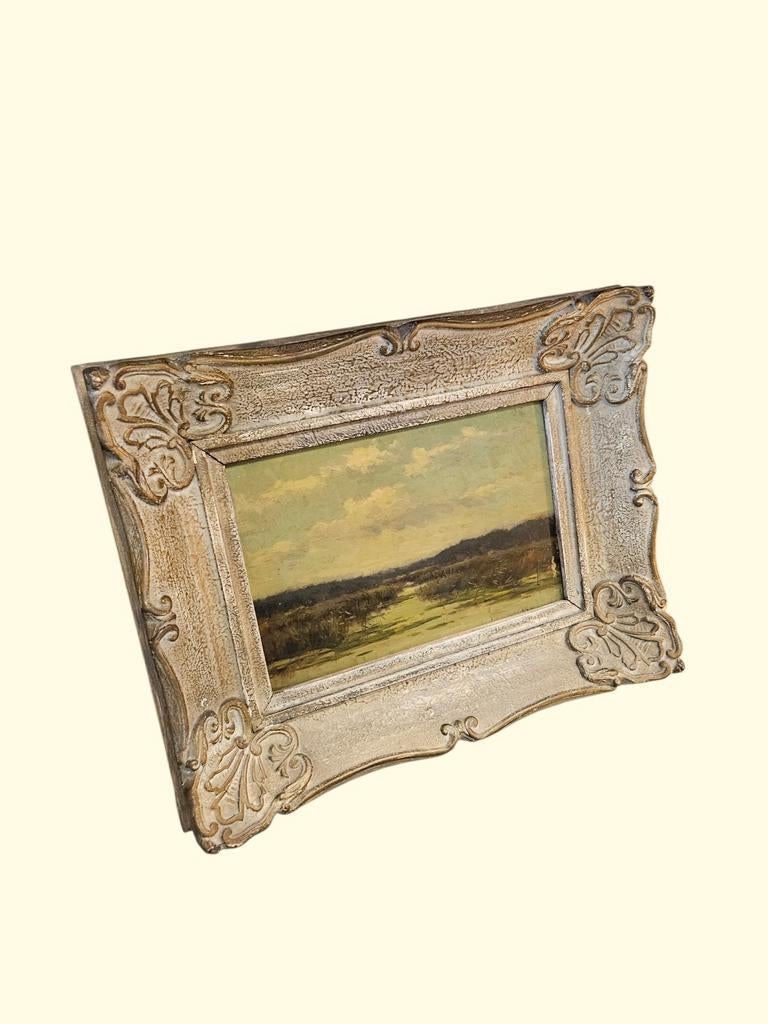 Vintage Landschap Schilderij in Sierlijke Lijst, Ophalen