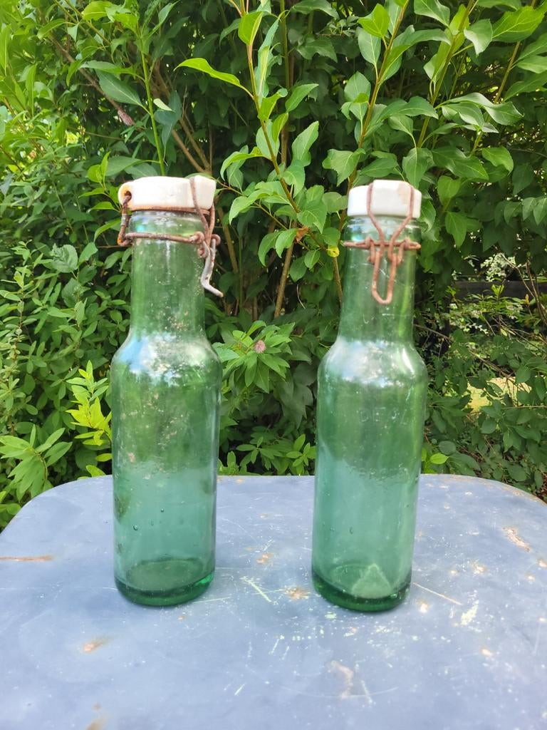 Oude brocante Franse wekflessen  / beugelflessen / allegonda, Ophalen of Verzenden