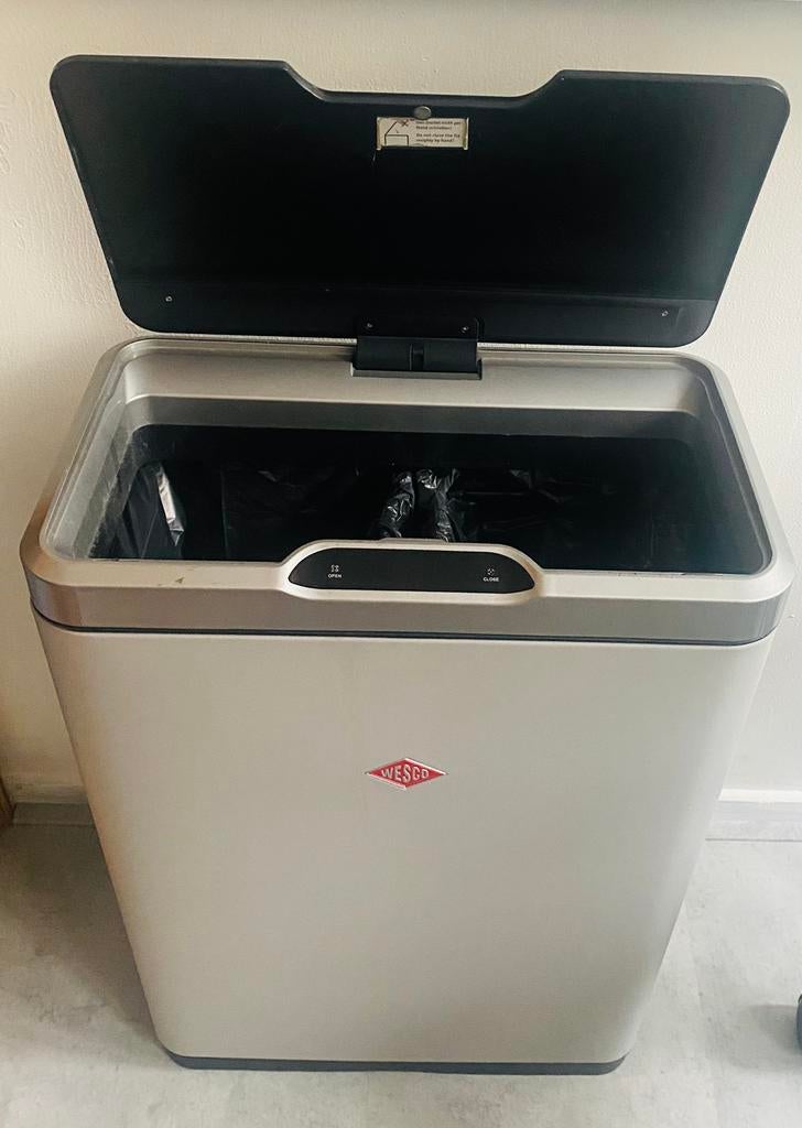 Prullenbak Wesco, 40 liter of meer, Ophalen, Gebruikt, Rvs