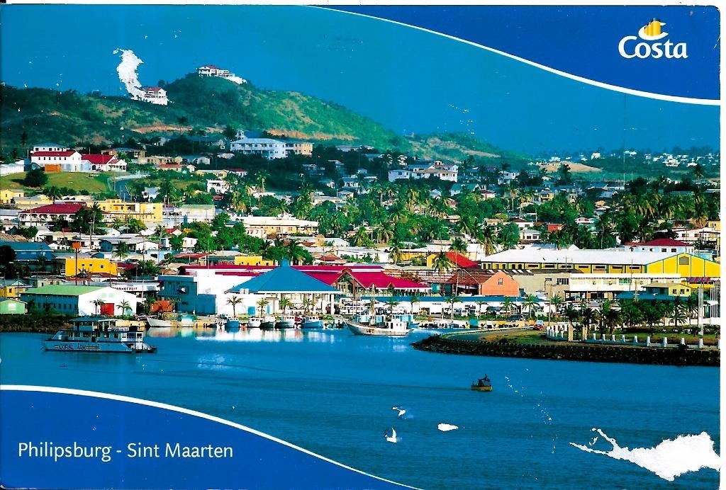 Ansichtkaart	Philipsburg (Sint Maarten)	Panorama, Verzamelen, Verzenden, 1980 tot heden, Gelopen, Buiten Europa