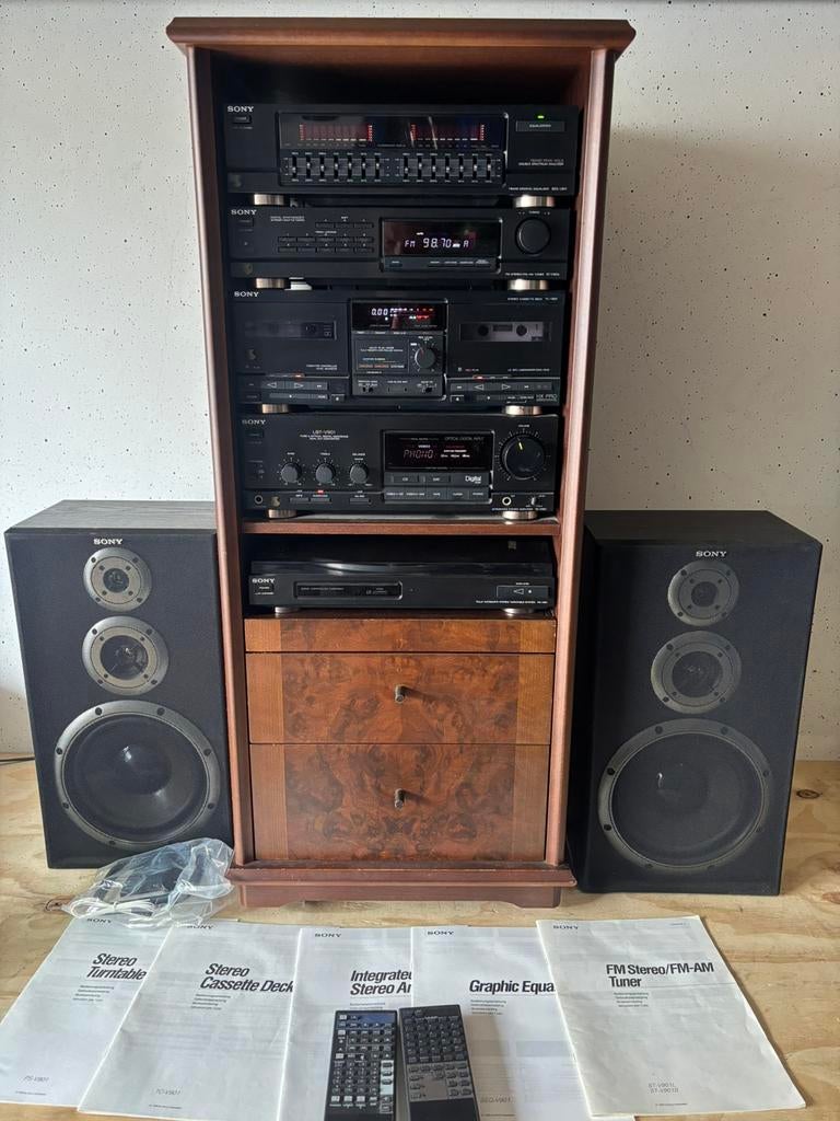 Vintage Sony V901 top set compleet met kast en boekjes, Ophalen, Zo goed als nieuw, Cassettedeck, Sony