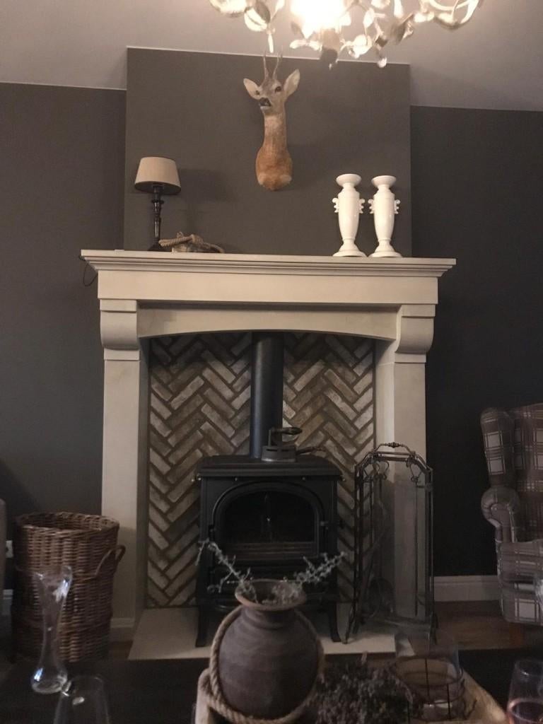 Franse hoge schouw kalkzandsteen creme kleur NIEUW NIEUW, Huis en Inrichting, Kachels, Ophalen, Nieuw, Vrijstaand, Overige soorten