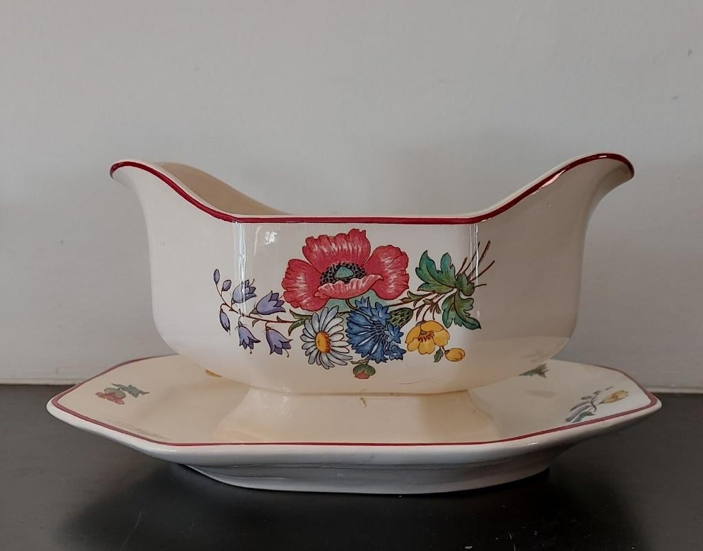 Antiek Villeroy & Boch Saar sauskom Fleurs des Champs 1900, Ophalen of Verzenden