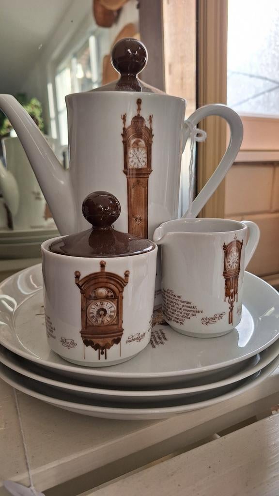 Vintage Mitterteich Bavaria servies, klokken koffie set, Antiek en Kunst, Antiek | Servies compleet, Ophalen of Verzenden