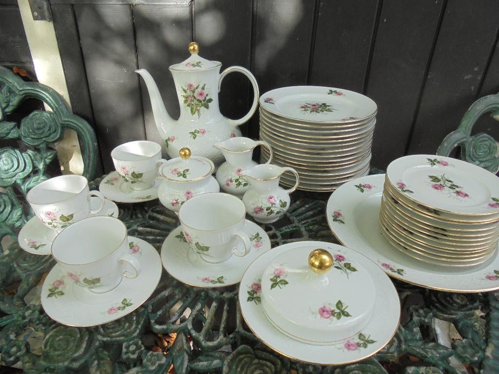 Seltmann Weiden Bavaria Annabell servies roze roos en gipskr, Ophalen of Verzenden