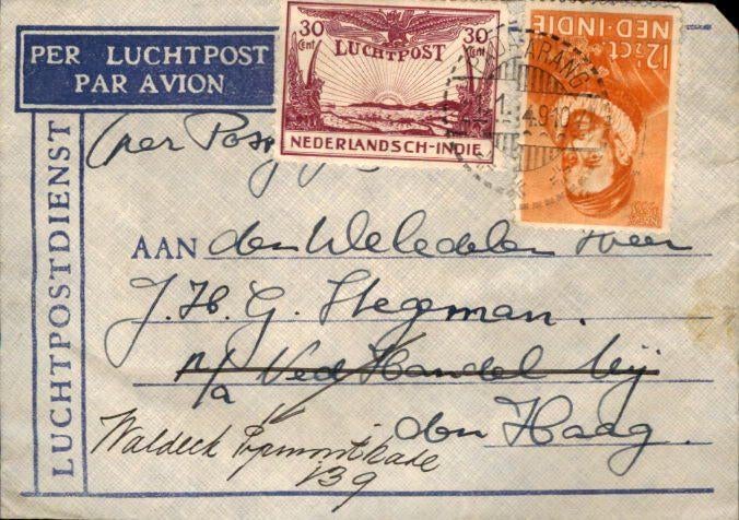 Nederlands Indië - Luchtpost - Padaarang - 1934, Ophalen of Verzenden, Envelop