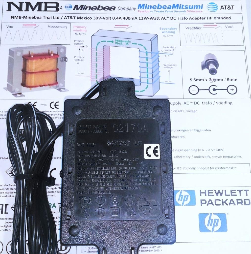 HP C2176A 30V 400mA 500mA AC DC Adapter 12W Cal-Comp R1613