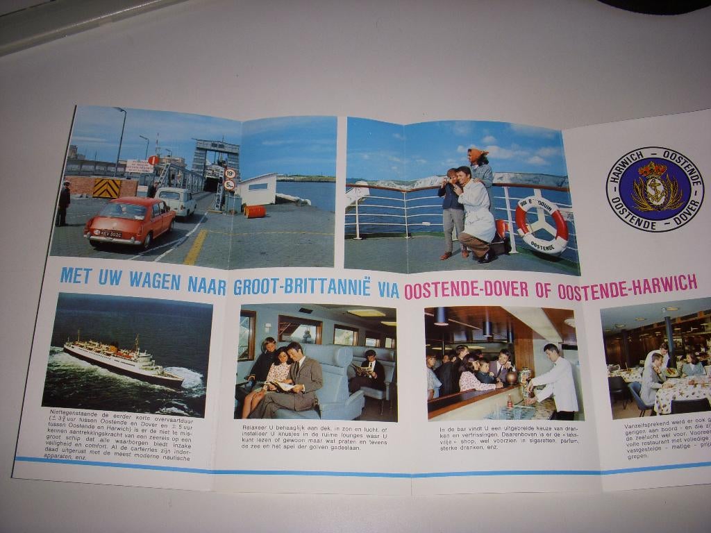 Folder carferries Oostende-Dover en Oostende Harwich +/-1970, Verzamelen, Scheepvaart, Ophalen of Verzenden, Gebruikt, Motorboot