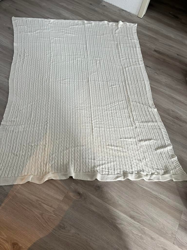 Gebreide beige deken, Ophalen of Verzenden