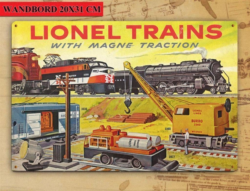 LIONEL Modeltrein Spoorwegen Metalen RECLAMEBORD, Hobby en Vrije tijd, Modeltreinen | Overige schalen, Wisselstroom, Ophalen of Verzenden