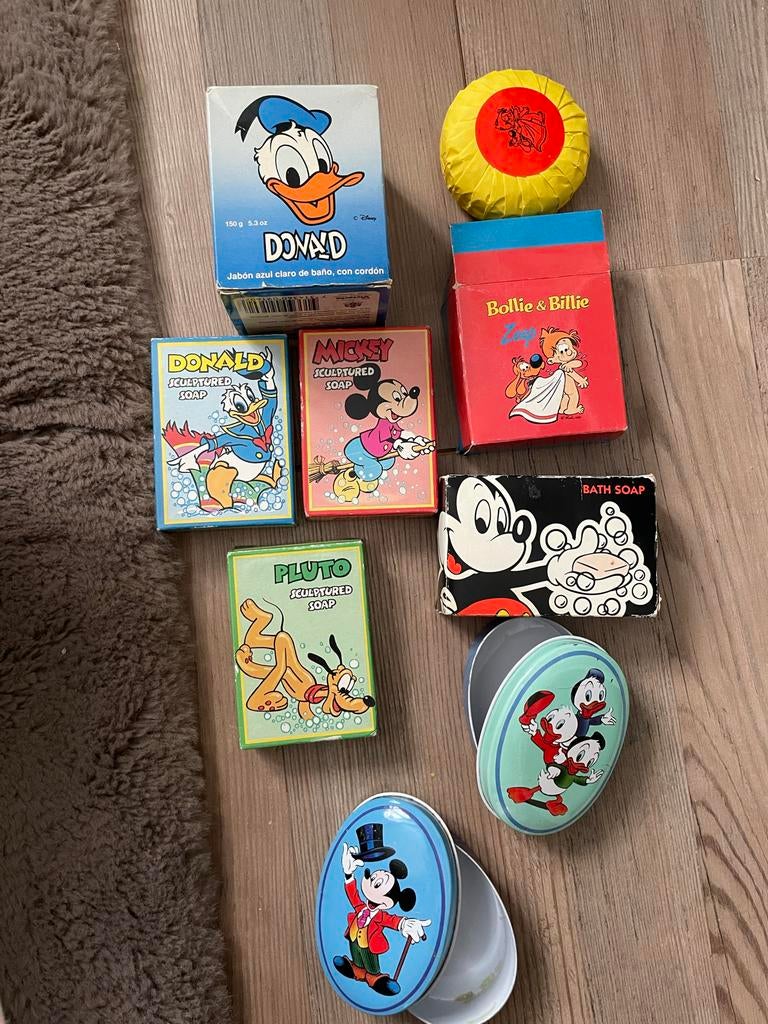 Zeldzame Vintage Zeep Originel Doos Donald Duck Mickey, Ophalen of Verzenden, Verschillende figuren, Gebruikt, Overige typen