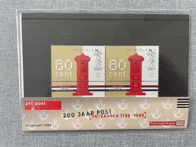 Postzegelmapje PZM203 - 200 Jaar Nationaal Postbedrijf 1999, Ophalen of Verzenden, Na 1940, Postfris